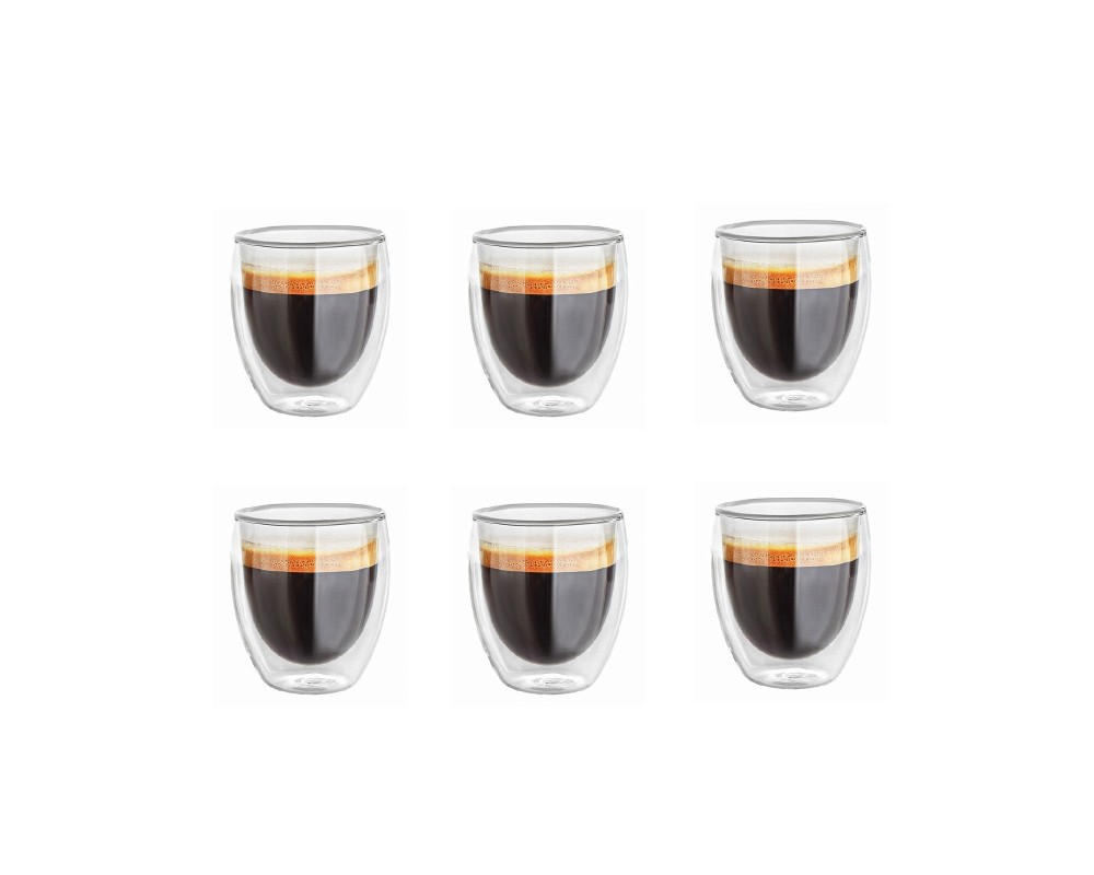 Double-walled 200 ml glasses in a set of 6
