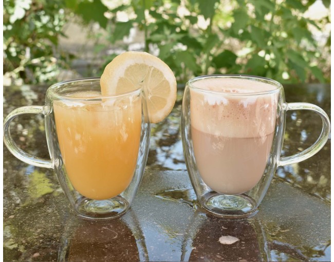 Bicchieri a doppia parete da 350 ml con manico, set da 6
