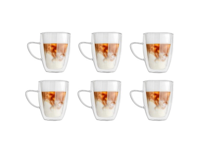 Bicchieri a doppia parete da 350 ml con manico, set da 6