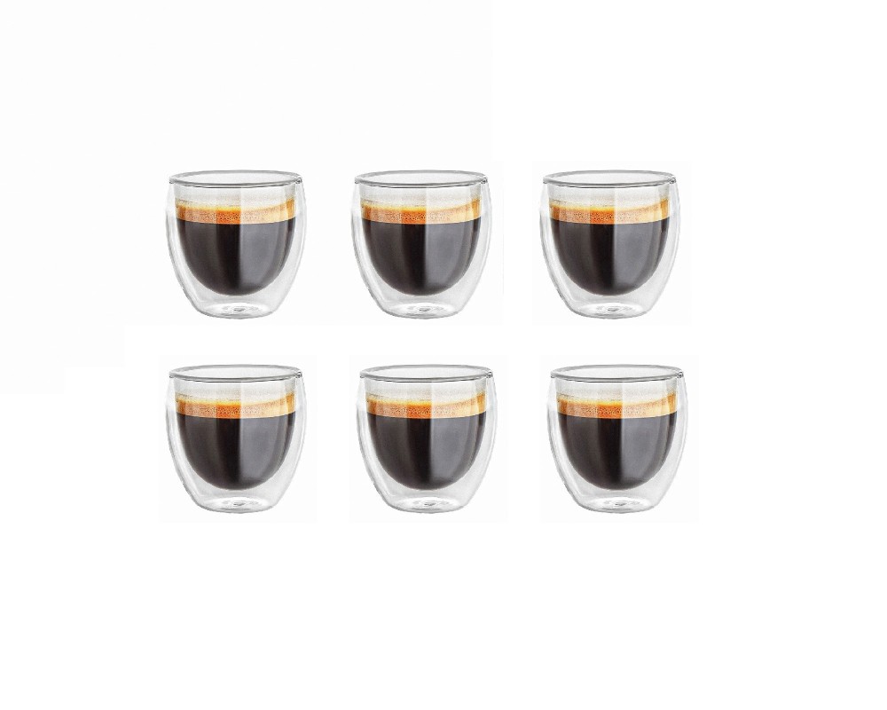 Double-walled 90 ml glasses in a set of 6