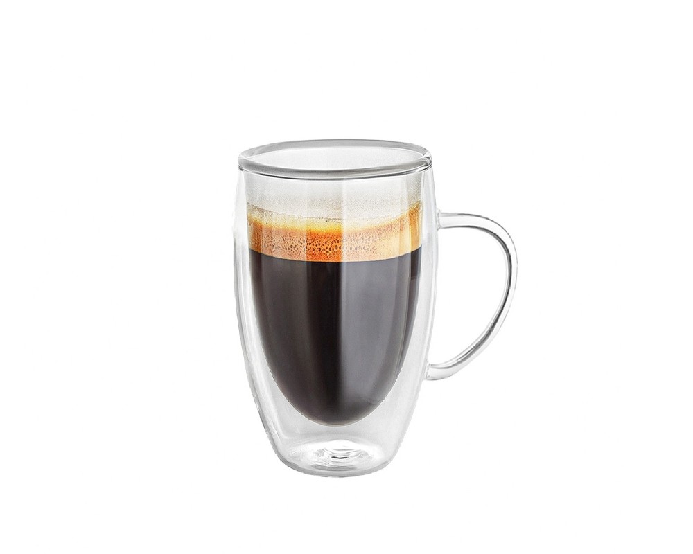 Doppelwandiges Glas mit Henkel 450 ml