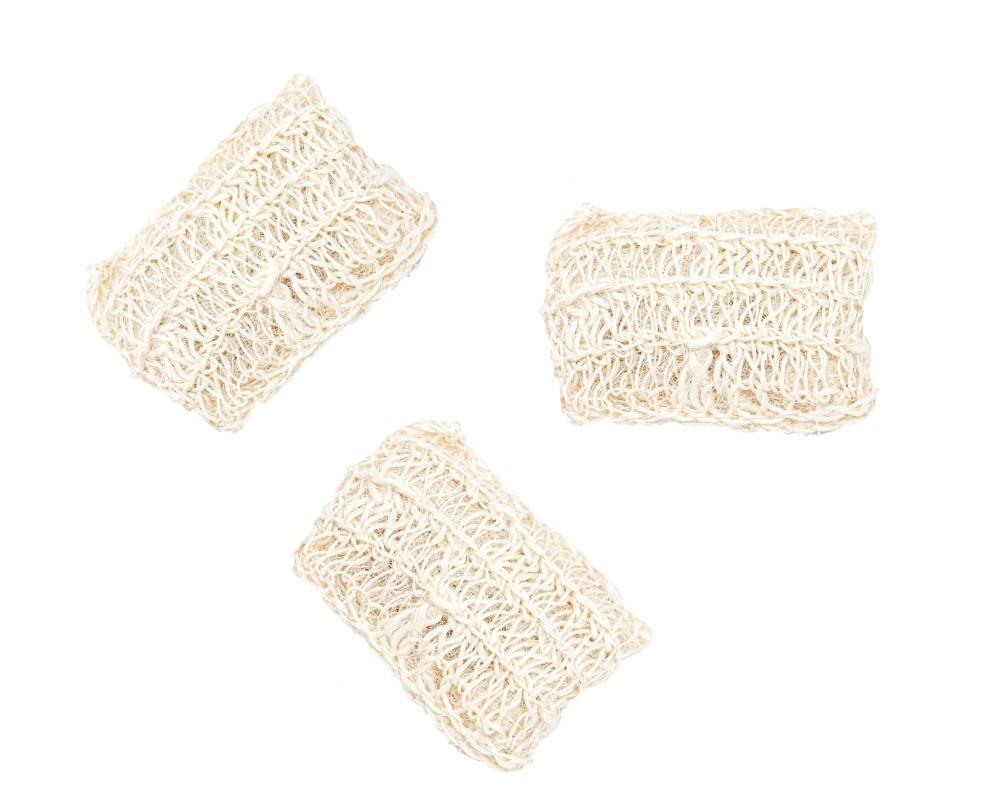 Sisal shower sponge with handle, set of 3