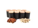 Elegant spice containers made of ceramic and bamboo, set of 8