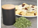 Elegant spice containers made of ceramic and bamboo, set of 8