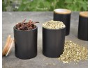 Elegant spice containers made of ceramic and bamboo, set of 8