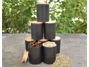 Elegant spice containers made of ceramic and bamboo, set of 8