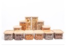 Gift set of square storage jars with bamboo lids