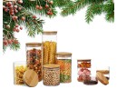 Coffret cadeau de bocaux de conservation avec couvercles en bambou