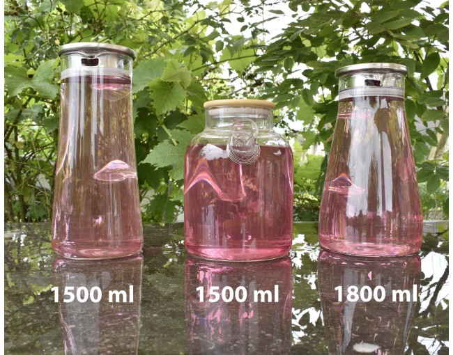 Caraffa in vetro con coperchio in acciaio inox 1800 ml