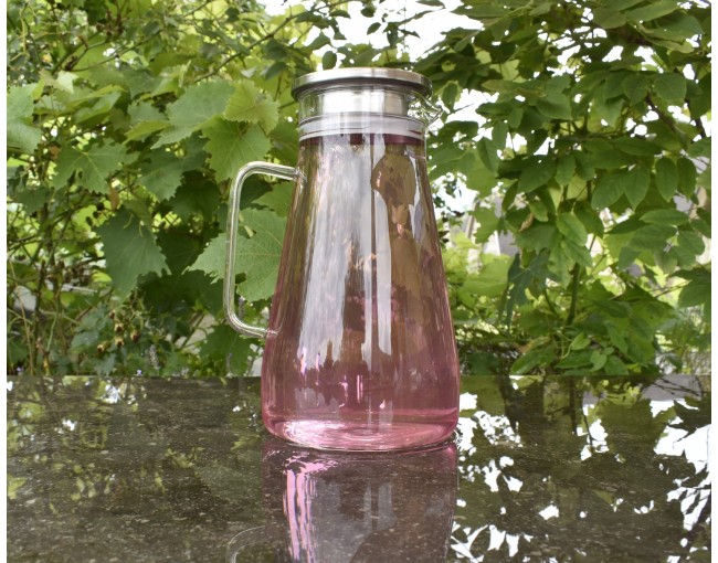 Glaskaraffe mit Edelstahldeckel 1800 ml