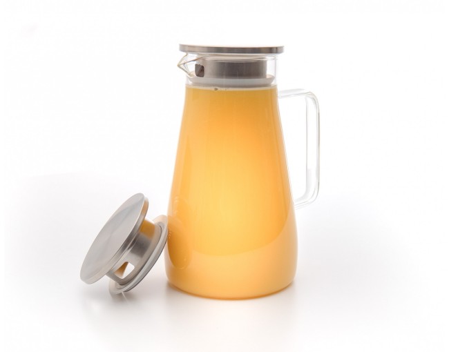 Caraffa in vetro con coperchio in acciaio inox larga 1500 ml