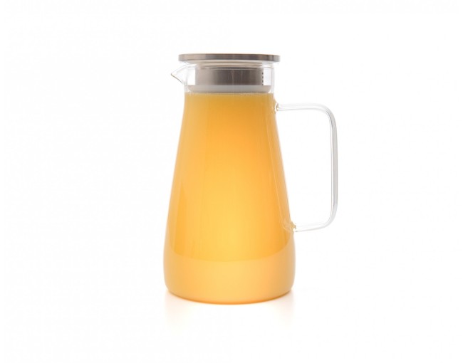 Glaskaraffe mit Edelstahldeckel  breit 1500 ml