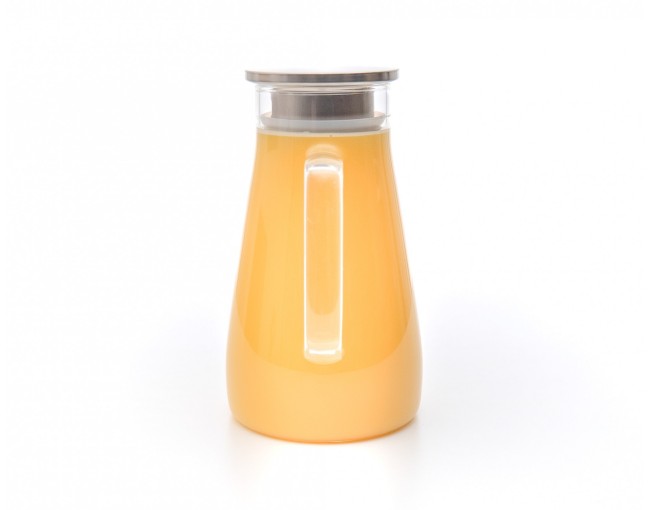 Glaskaraffe mit Edelstahldeckel  breit 1500 ml