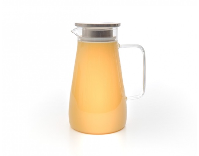 Glaskaraffe mit Edelstahldeckel  breit 1500 ml