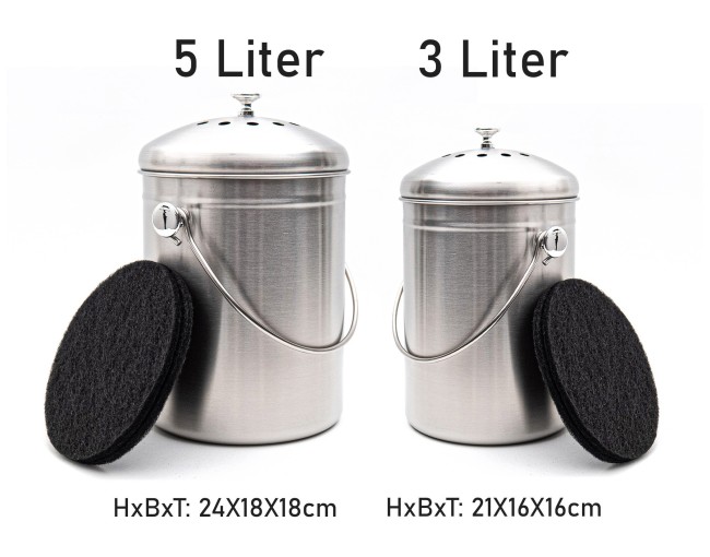 Kompostbehälter 5 Liter Edelstahl mit Filter