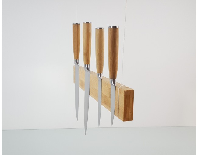 Portacoltelli magnetico in bambù 40 cm