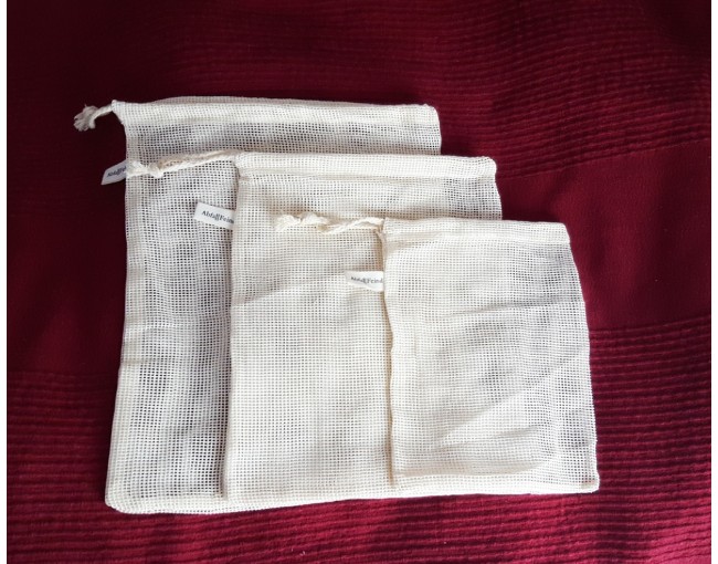 Set di 3 sacchetti in cotone per frutta e verdura