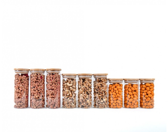 Slim tall round spice jars set of 9
