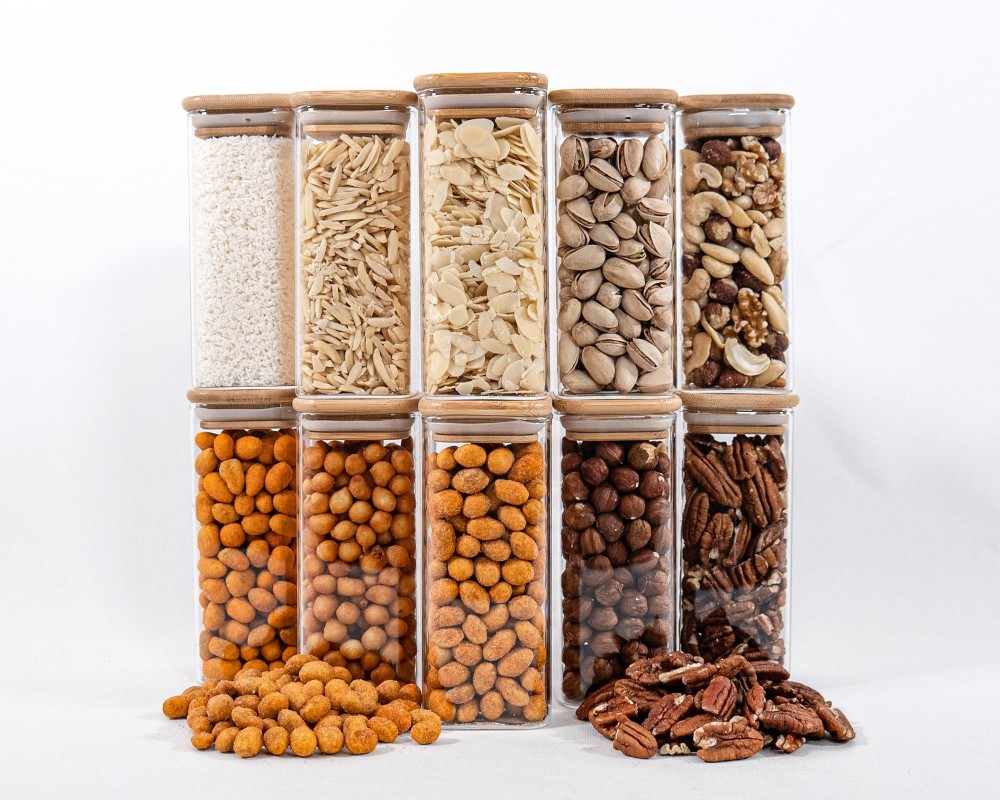 Lot de 10 bocaux de rangement carrés étroits de 14 cm de haut
