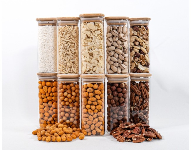 Schmale quadratische Vorratsgläser 14 cm hoch 10er Set
