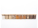 Narrow square storage jars 8 cm high set of 10