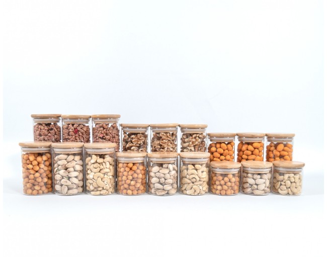 Slim round spice jars, set of 18