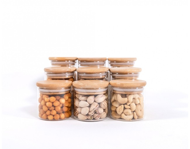 Slim round spice jars set of 9