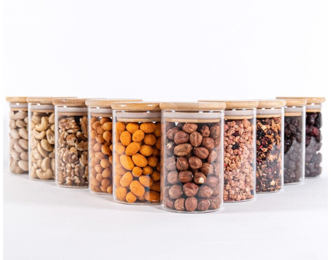 Bocaux de conservation étroits de 10 cm de haut avec couvercles en bambou, lot de 10
