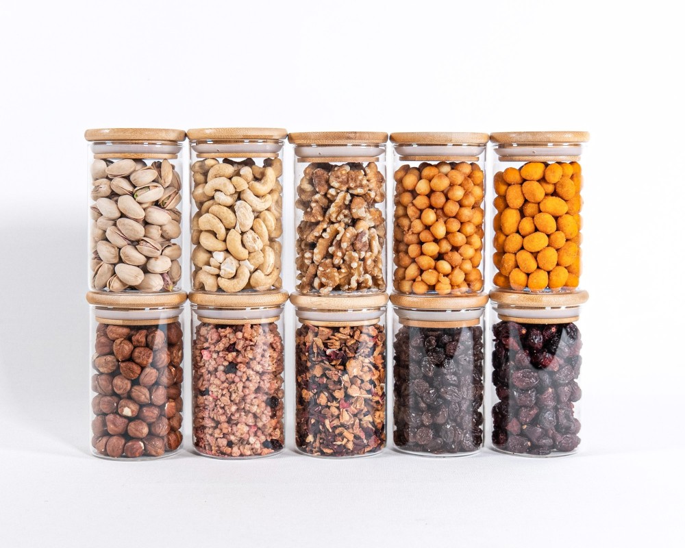 Bocaux de conservation étroits de 10 cm de haut avec couvercles en bambou, lot de 10