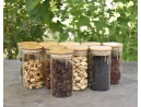 Narrow storage jars 12 cm high with bamboo lids, set of 10
