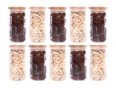 Schmale Gewürzgläser 12 cm hoch Bambusdeckel 10er Set