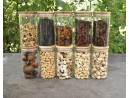 Narrow storage jars 12 cm high with bamboo lids, set of 10