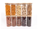 Schmale Gewürzgläser 14 cm hoch Bambusdeckel 10er Set
