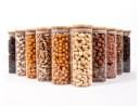 Narrow storage jars 16 cm high with bamboo lids, set of 10