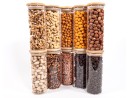 Narrow storage jars 16 cm high with bamboo lids, set of 10