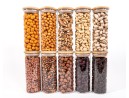 Narrow storage jars 16 cm high with bamboo lids, set of 10