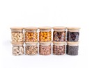 Schmale Gewürzgläser 6 cm hoch Bambusdeckel 10er Set