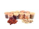 Narrow storage jars 6 cm high with bamboo lids, set of 10