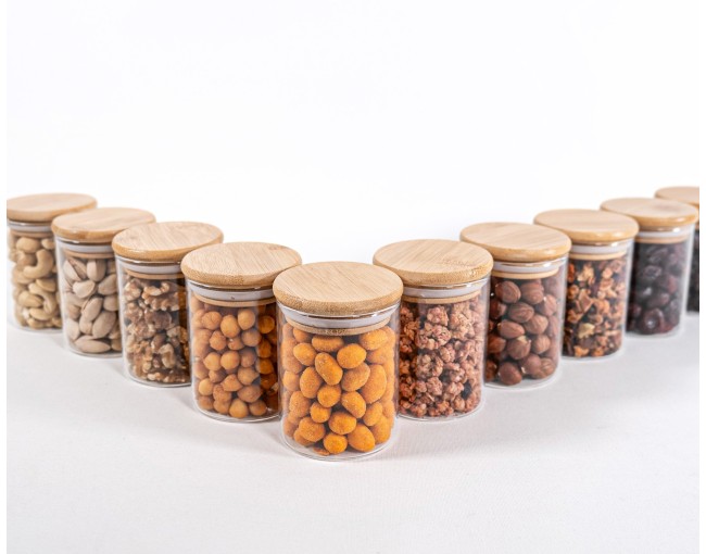 Bocaux de conservation étroits de 8 cm de haut avec couvercles en bambou, lot de 10