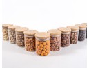 Bocaux de conservation étroits de 8 cm de haut avec couvercles en bambou, lot de 10