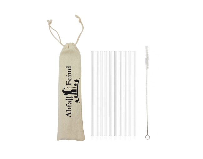 Glass drinking straws, set of 8