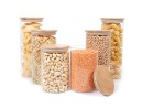 Round storage jars with bamboo lids, set of 6