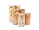 Round storage jars with bamboo lids, set of 6