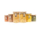 Clip-on storage jars with bamboo lids, set of 6