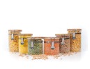 Clip-on storage jars with bamboo lids, set of 6