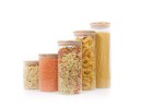 Round storage jars with bamboo lids, set of 5