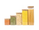 Square storage jars with bamboo lids, set of 5