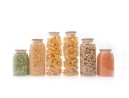 Storage jars with bamboo lids, oval, set of 6