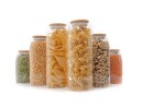 Storage jars with bamboo lids, oval, set of 6