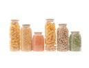 Storage jars with bamboo lids, oval, set of 6